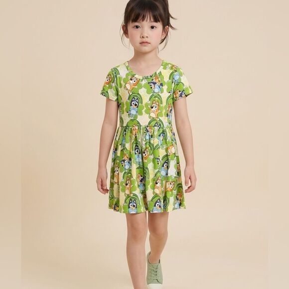 Little Snugglea Other - NWT Little Snuggles Toddler Girls Bamboo Green Twirl Dress Bluey Print - Size 2T